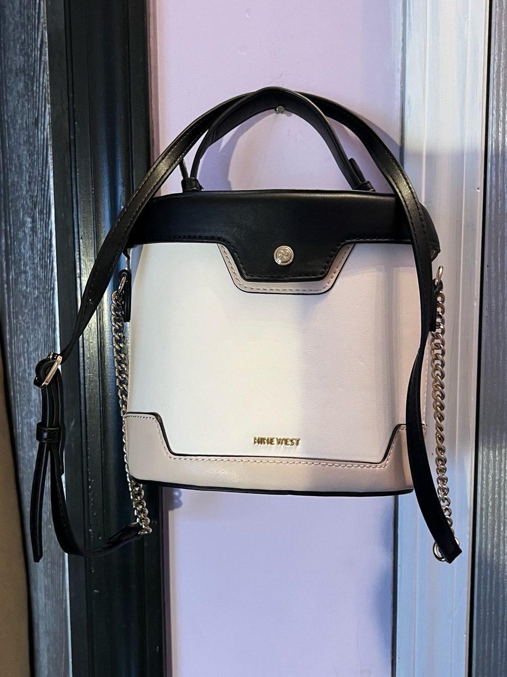 Nine West Black and White Crossbody Satchel